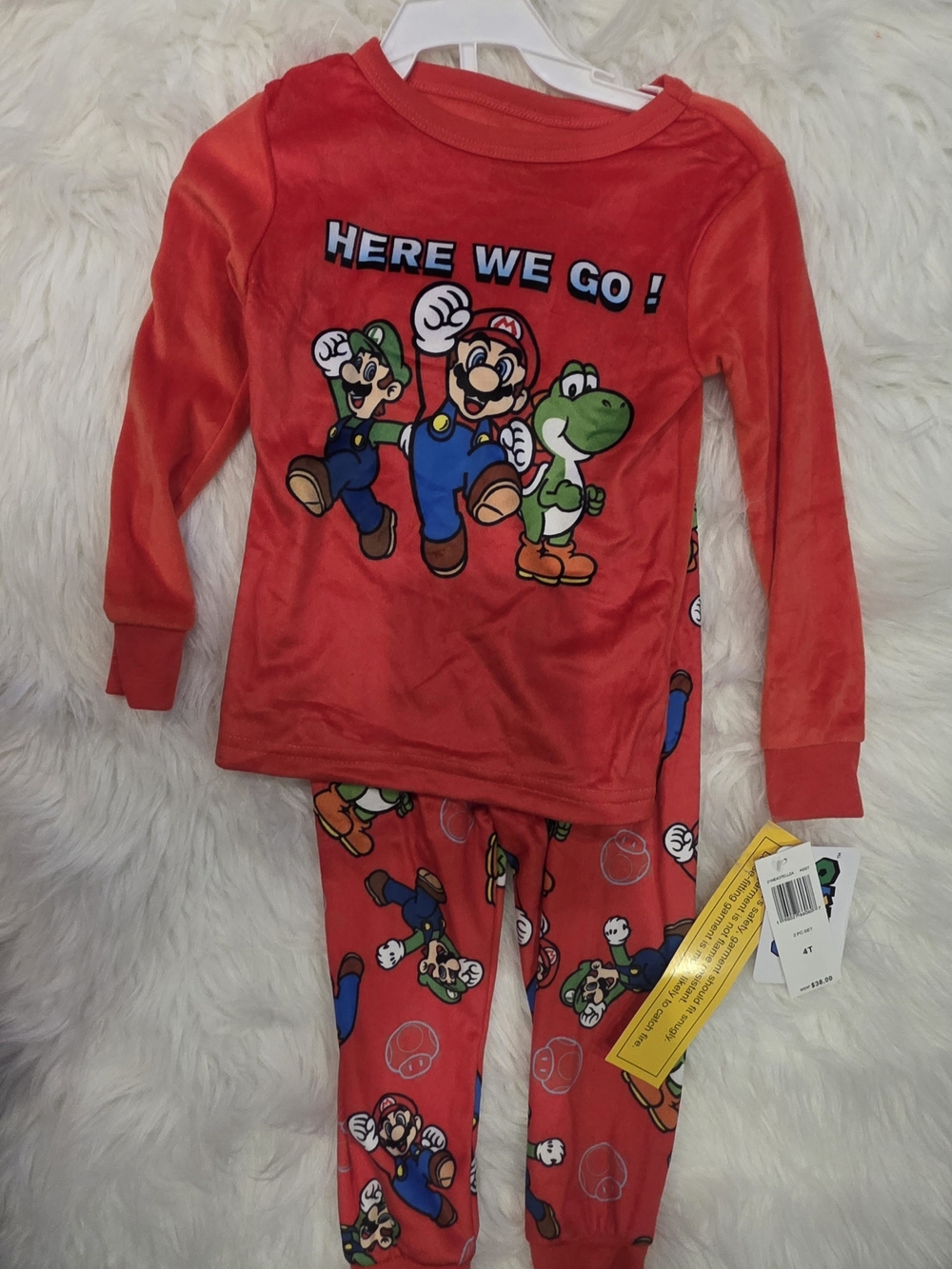 Mario Super Mario pajama set boys Size 4T NWT Red Pajama Set